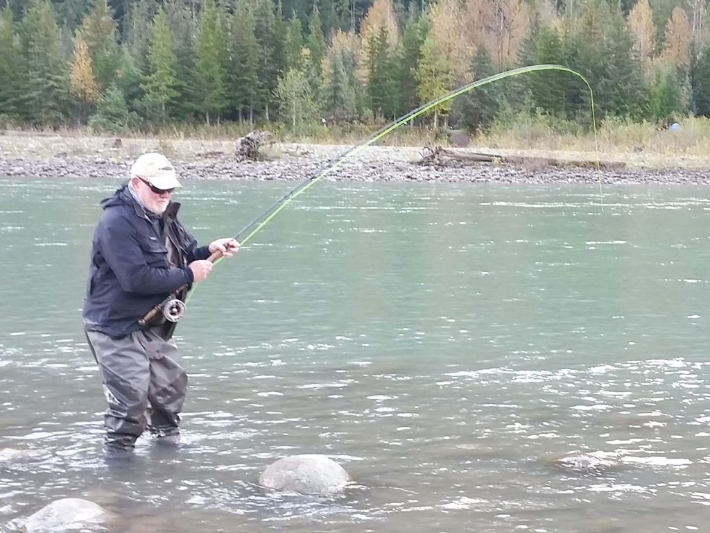 Pulling in a salmon
